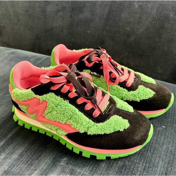 Marc Jacobs The Teddy Jogger Sneakers Green Pink Size 8 US 38 EU Excellent - Picture 1 of 9